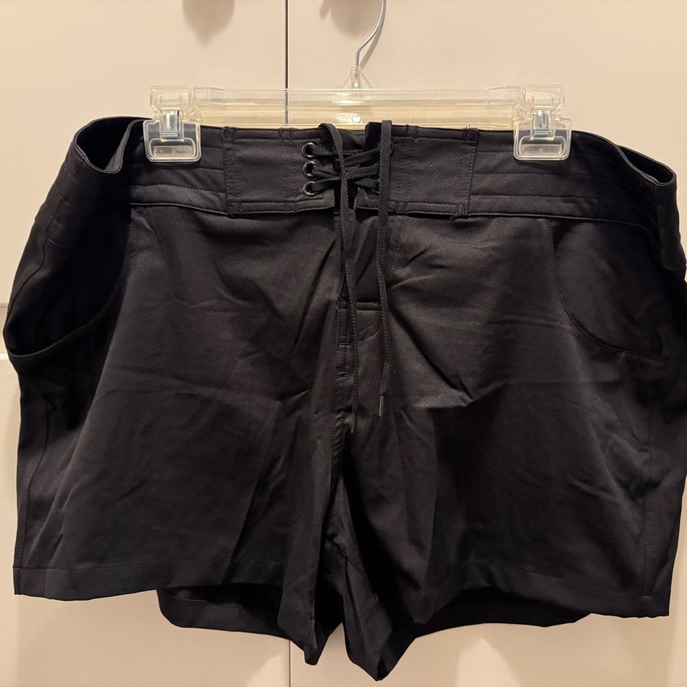 Black Lace-Up Board Shorts
